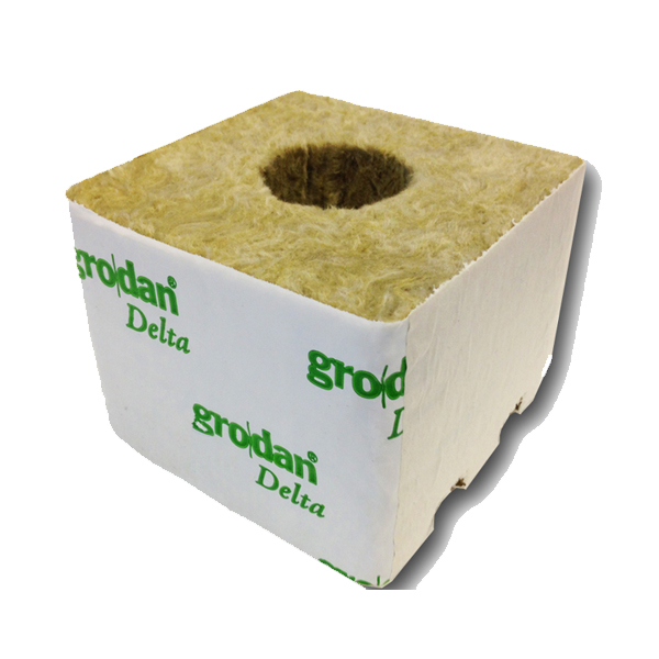 100mm (25mm hole) Rockwool Transplanting Cube Grodan